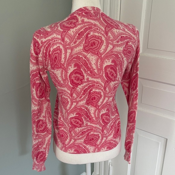 J. Crew Pink Paisley Cardigan Sweater Size Small - Picture 3 of 6